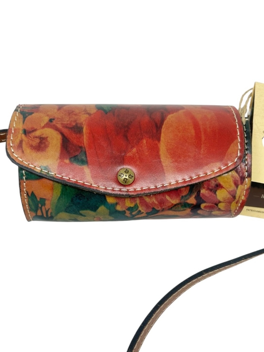 Patricia Nash NWT Heritage Amatrice floral leather barrel crossbody bag